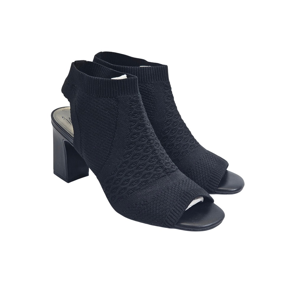 Impo Veronika Sandals Wmns 8.5M Black Knit Stretch Open Toe Slingback Block Heel